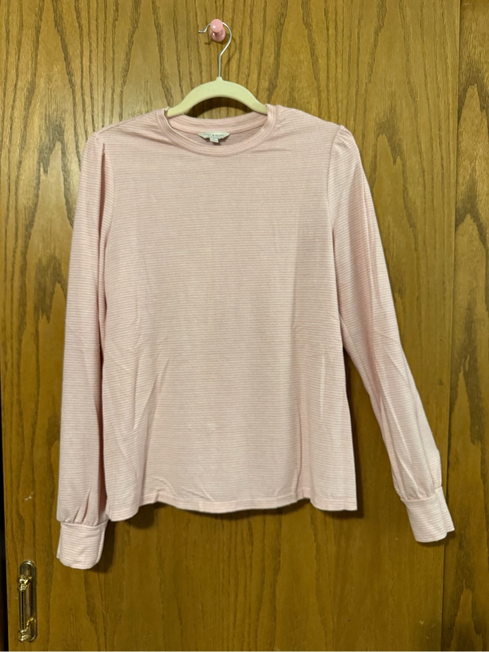 Lucky Brand Light Pink Long Sleeve Crew Top